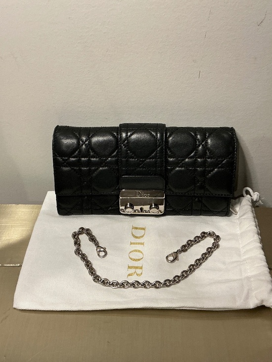 Dior Handbags - Authentic Christian Dior New Lock Pochette Black Quilted Lambskin Chain Bag